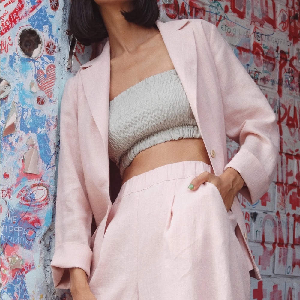 Isona Linen Rose Oversized Linen Blazer
